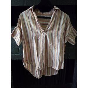 Madewell Womens XXS Striped oversided fit short sleeved lightweight blouse